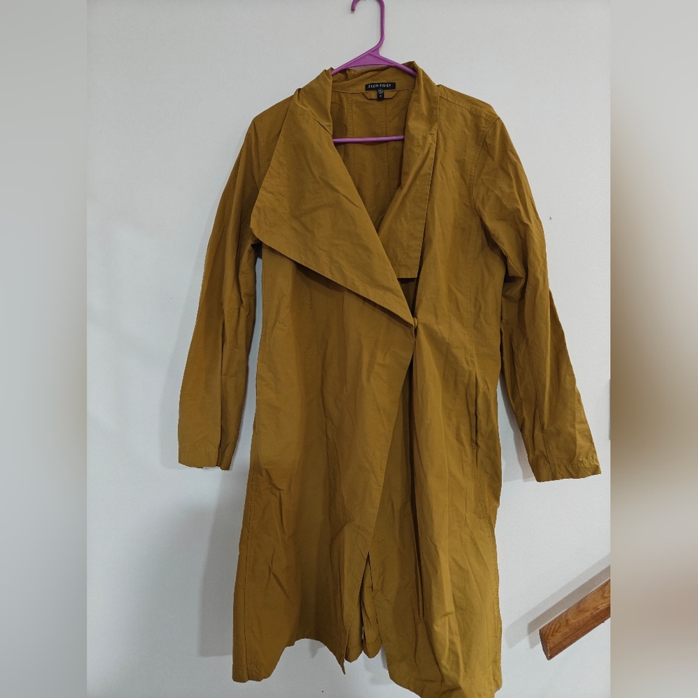 Eileen Fisher Lightweight Yellow Belted Trench Coat Size Small
